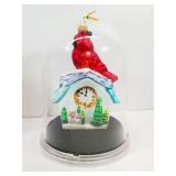 Glass Cardinal Ornament under Dome