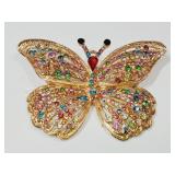 Large Crystal butterfly Brooch New