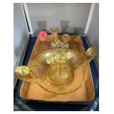 Flora Gold Candle Holder & Yellow Depression
