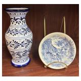 Ceramic Vase & Small Decorative Plate