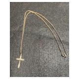 Gold Tone Necklace w/Fancy Cross Pendant