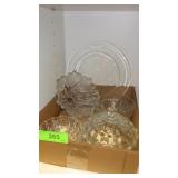 VINTAGE DEPRESSION GLASS BOWL, COVERED CANDY DISH>