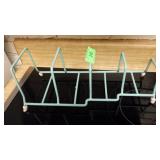 VINTAGE AQUA BLUE RUBBER COATED DISH RACK 15"L