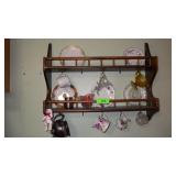 KNICK KNACK SHELF W/ PLATES & CREAMERS 24 x 18 x 6