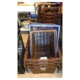 3 FLIP TOP CRATES, MILK CRATE, BASKET