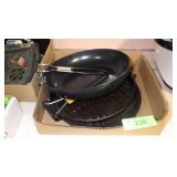 2 CAST IRON TEXSPORT FOLDING SKILLETS, 1 COLEMAN>>