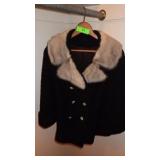 VINTAGE LEPSHIRE ASTRAKIN WOOL COAT W/ FUR COLLAR>