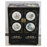 Asian Chinoiserie Black Lacquer Cabinet