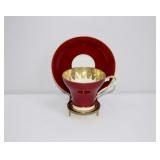 Vintage Aynsley Maroon Gold Tea Cup & Saucer