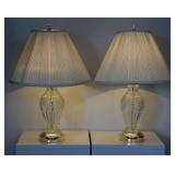 Pair of Lead Crystal Base Table Lamps 25"