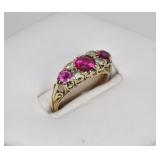 375 Gold & Stone Ring Sz 7.5