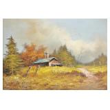 Original Oil On Canvas Rural Landscape Painting