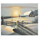 S. Kim Original Oil On Canvas Farmscape Painting