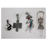 4 pc .925 Silver Pendants