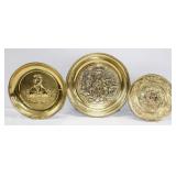 3 Pc  Vintage Brass Embossed Plates