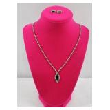 Rhinestone Pendant Necklace & Earrings