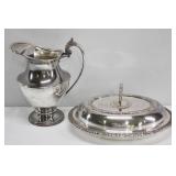 Silverplate Water Pitcher and Lidded Serving Dish