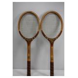 Pair Vintage Wooden Tennis Rackets