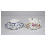 2 VTG Crown Derby Fine China Teacups & Saucers