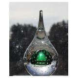 Vintage Crystal Tear Drop Paperweight - Signed