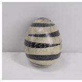 Large Hand Painted STONE Egg 5.5"h