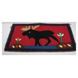 Antique Moose Hooked Rug