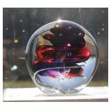 Vintage Glass Paperweight - Signed