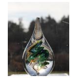 Vintage Glass Tear Drop Paperweight - Signed