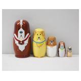 Wooden Matryoshka Russian Nesting Dolls / Dogs