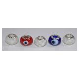 5pc New .925 Pandora Style Art Glass Beads