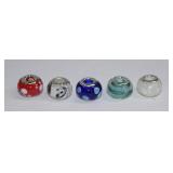 5pc New .925 Pandora Style Art Glass Beads