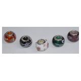 .925 New 5pc Pandora Style Art Glass Beads