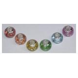 .925 New 6pc Pandora Style Acrylic Beads