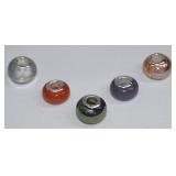 .925 New 5pc Pandora Style Art Glass Beads