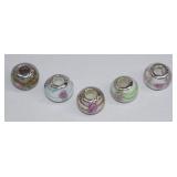 .925 New 5pc Pandora Style Art Glass Beads