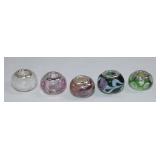 5pc New .925 Pandora Style Art Glass Beads