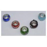 .925 New 5pc Pandora Style Art Glass Beads