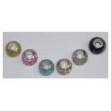 .925 New 6pc Pandora Style Acrylic Beads