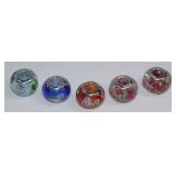 .925 New 5pc Pandora Style Art Glass Beads