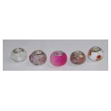 5pc New .925 Pandora Style Art Glass Beads