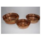 3 pcs Hammered Copper Graduated Bowls