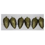 6 NEW Green Pine Cone Ornaments