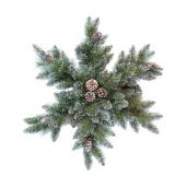 New 32" Pine Snowflake Wreath Crystalized w Cones