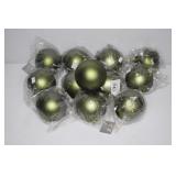 12 NEW 90mm Matte Olive Green Christmas Balls