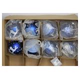 8 pc NEW Glass Royal Blue Ornaments