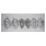 6 pc NEW Silver Pinecone Ornaments