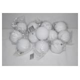 12 NEW 90mm Matte White Christmas Balls