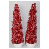 2 NEW 19" Frosted Red Berry Trees