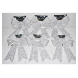 6 pc NEW Silver Swirl Large Bows