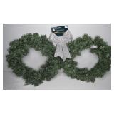 2 NEW 12" Wreaths + New Silver Bow